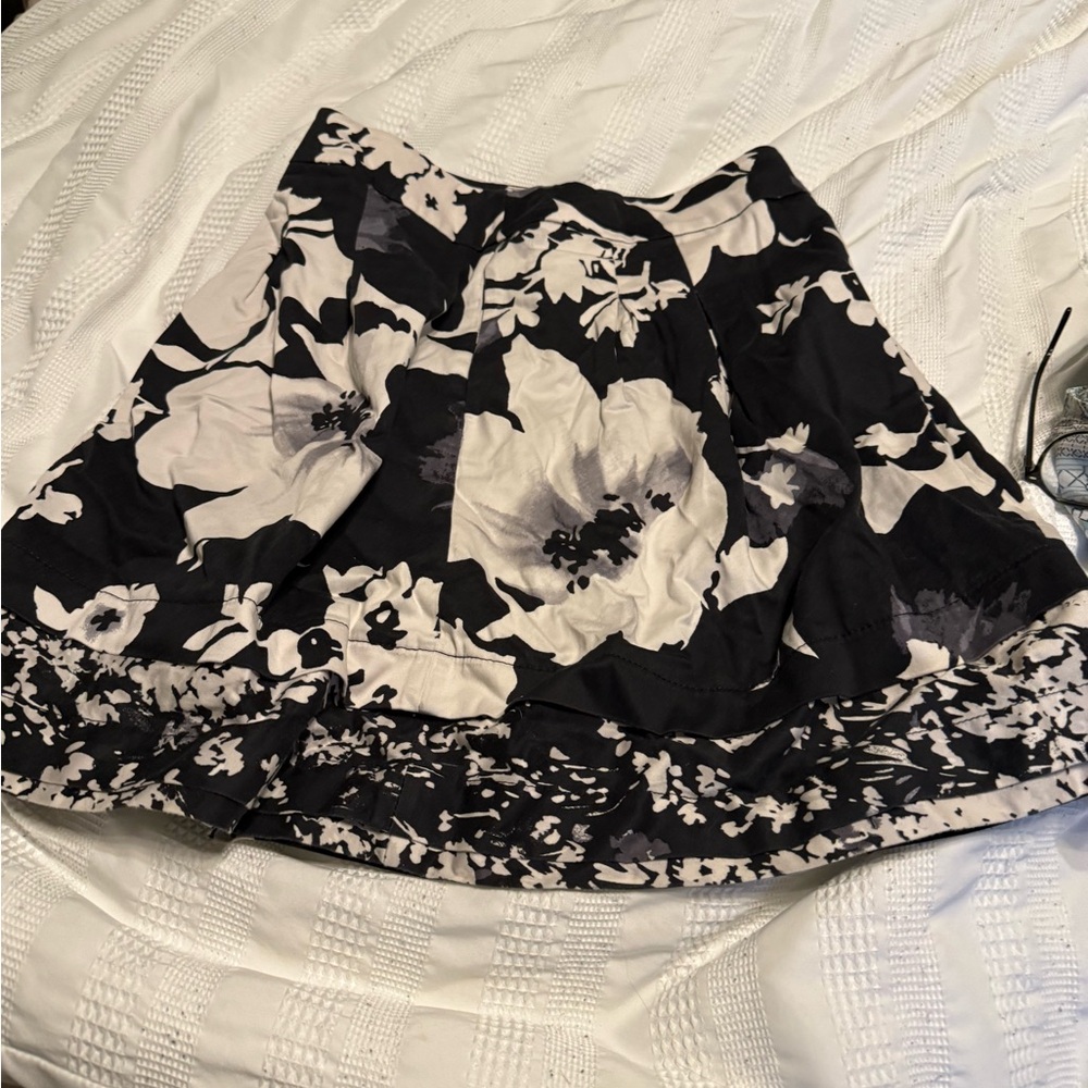 Floral Black and White Women's Skirt